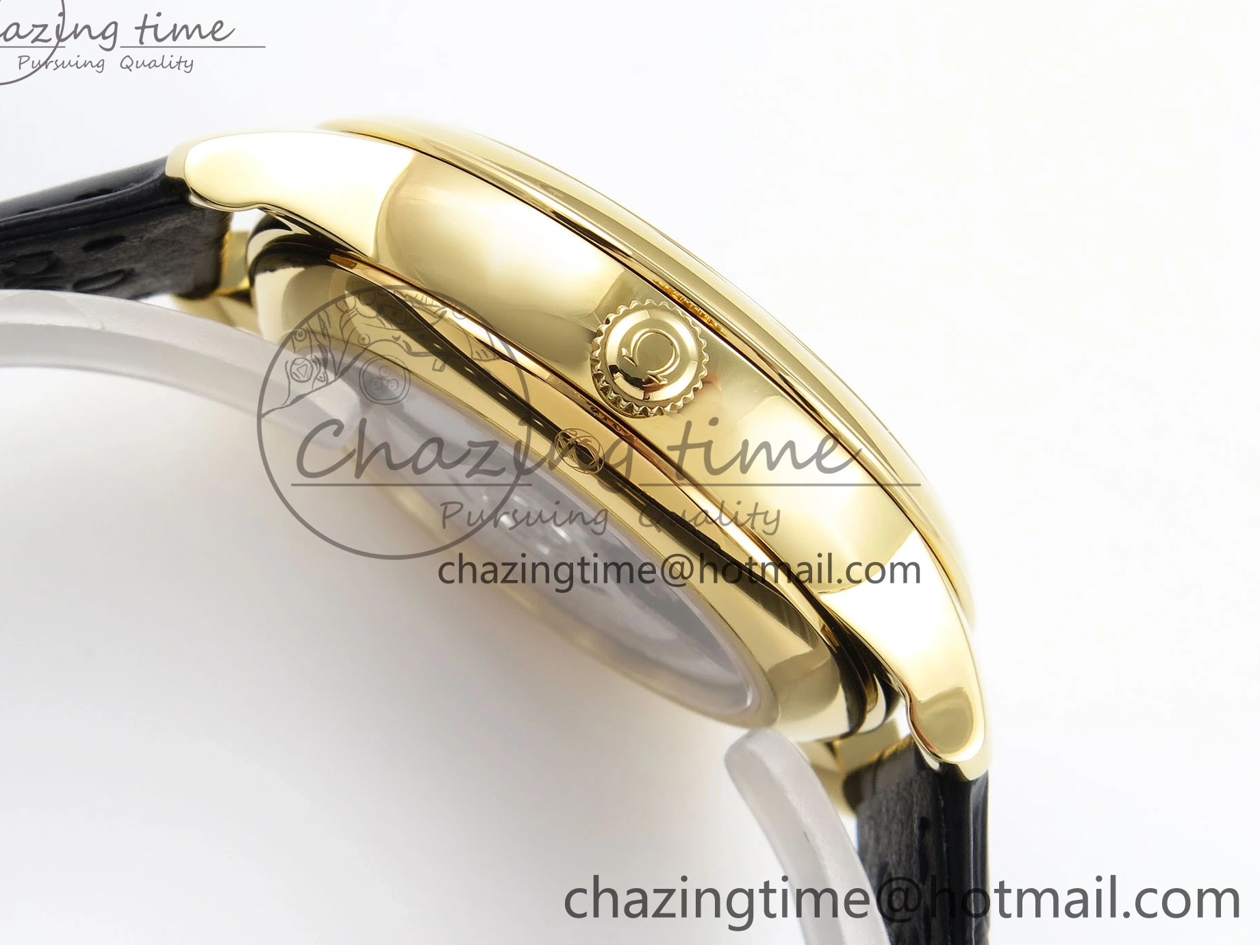 0124 WeatherProof De Ville Power Reserve YG MKF 1:1 Best Edition Black Dial on Black Leather Strap A 7758